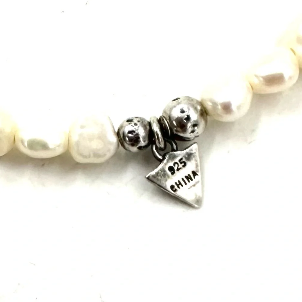 Silpada Goddess Sterling Silver Pearl Stretch Bracelet Three Strands - Picture 9 of 9